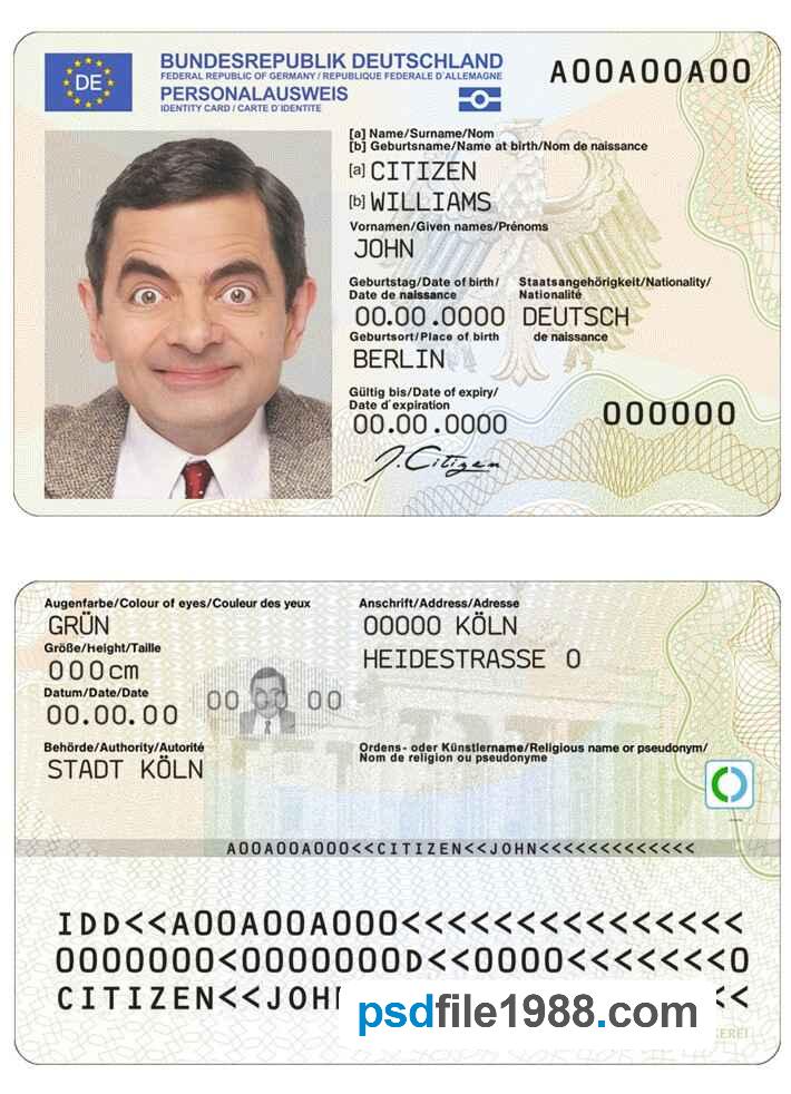 Germany ID Template 2021-Present